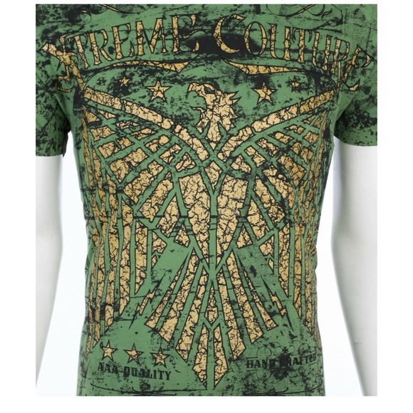 XTREME COUTURE by AFFLICTION Mens T-shirt Connect Eagle Wings Green S-3XL NWT - Picture 6 of 9